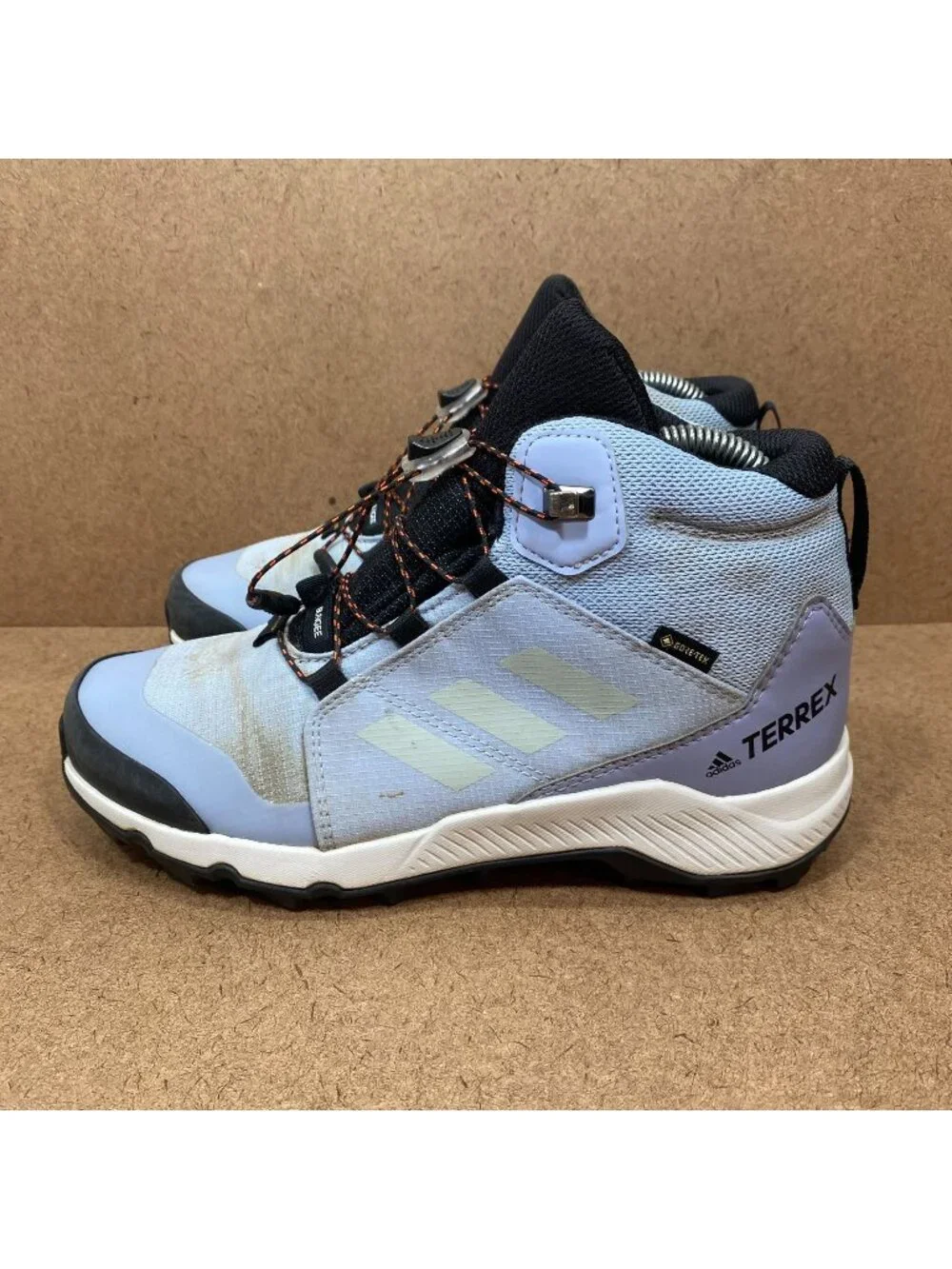 Adidas Terrex Gore-Tex Hiking Boots Kids Size 4 Light Blue Waterproof Outdoor